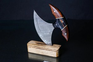Couteau de cuisine professionnel ambidextre en acier de Damas et acier au carbone, forgé sur mesure, avec support en bois, idéal pour trancher, fabrication artisanale OEM - Product Image 4