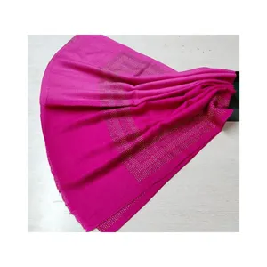 Buy Wonderful Fine Wool Exclusive Ombre Crystal Border stole from Indian Supplier