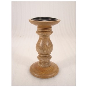 <b>Red</b> Polished Solid Wood Pillar <b>Candle</b> Holder for Home Living Room Table Top Decoration Use Solid Wood Pillar Holder - Product Image 2