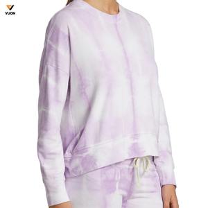 2025 vente en gros de haute qualité à manches longues col rond personnalisé femmes cravate colorant imprimé sweat - Product Image 4