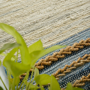 Handmade Jute Denim Area <b>Rug</b> Eco-Friendly and Sustainable Home Decor Accent for a Stylish Natural Living <b>Space</b> - Product Image 1