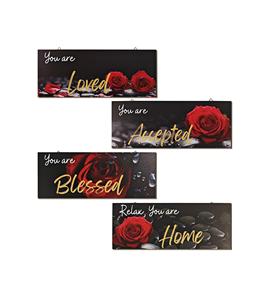 4 Pièces Rustique Farmhouse Bois Inspiration Art Mural Signes Auto-Adhésif Magnétique Décalcomanie Murale Mariage Décoration Murale pour Chambre - Product Image 1