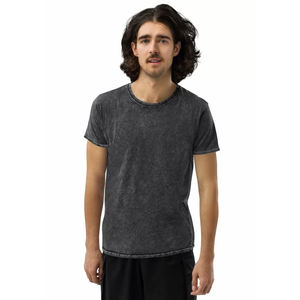 T-shirt en coton 100% délavé à l'acide, tricoté, pour homme, logo personnalisé imprimé à l'écran, coupe régulière, style hip-hop, lavage vintage, col rond, OEM/ODM - Product Image 6