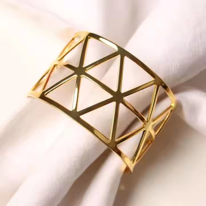 Anillo de Servilleta de Acero Inoxidable Chapado en Oro, Diseño de Lazo, Hecho a Mano, Ecológico, Accesorios de Comedor para Restaurantes, Gran Venta - Product Image 2