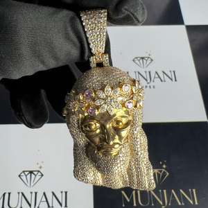 Colgante Personalizado con Diseño de Jesús Chapado en Oro, Estilo Hip Hop, Joyería Fina con Diamantes de Corte Brillante Certificados por IGI, Amuletos para Fiestas - Product Image 2