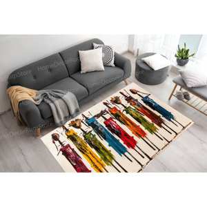 Tapis imprimé - Tapis ethnique, Tapis Masai, Tapis de décoration de salon, Tapis antidérapant, Tapis doux à poils - Product Image 3