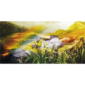 Iris flores mármol cerámica azulejo Mural para cocina o baño acabado mate pared Backsplash para pared externa o uso en el suelo - Product Image 1