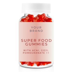 OEM Etiqueta Personalizada Super Fruit Gomitas para Adultos Antioxidante Frambuesa Granada Sabores GMPc Cumple Suplementos Herbales-No - Product Image 1