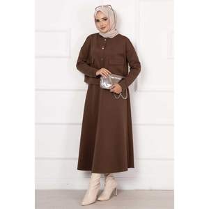 Ensemble de 2 pièces en tissu de plongée avec jupe marron - Product Image 2