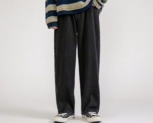 กางเกงยีนส์ผ้าฝ้ายสำหรับผู้ชาย, กางเกงยีนส์ผ้าฝ้าย100% สไตล์ลำลองผ้าทอระบายอากาศได้ดีตัดเย็บแบบหลวมสีพื้น - Product Image 4