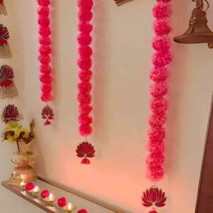 Indian Artificial Marigold Flower <b>with</b> MDF Lotus <b>Garlands</b> for Diwali Home Decoration Wedding Backdrops <b>Garlands</b> Wall Hanging - Product Image 1