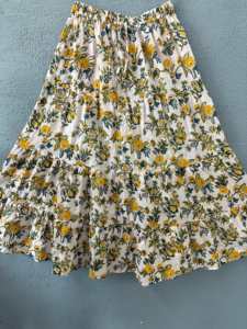 Adjustable Natural Block Print Cotton Eco-Friendly Pocket <b>Maxi</b> <b>Skirt</b> Women's Casual Bohemian Drawstring Pleated Tiered - Product Image 6