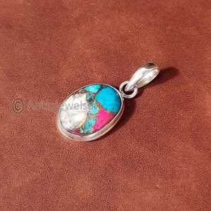 Collier pendentif en turquoise fait main en coton sucré, pendentif en argent sterling 925, bijoux en turquoise uniques, cadeau pour elle, cadeau de promesse - Product Image 3