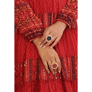 Combo de anillos de racimo de piedra Druzy hechos a mano, platino con piedra Natural, joyería de piedras preciosas chapada en rodio certificada por IGI - Product Image 1