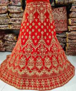 Prix de gros à la mode rayonne coton broderie séquence travail Lehenga Choli Dupatta indien pakistanais ethnique vêtement parties vêtement - Product Image 1