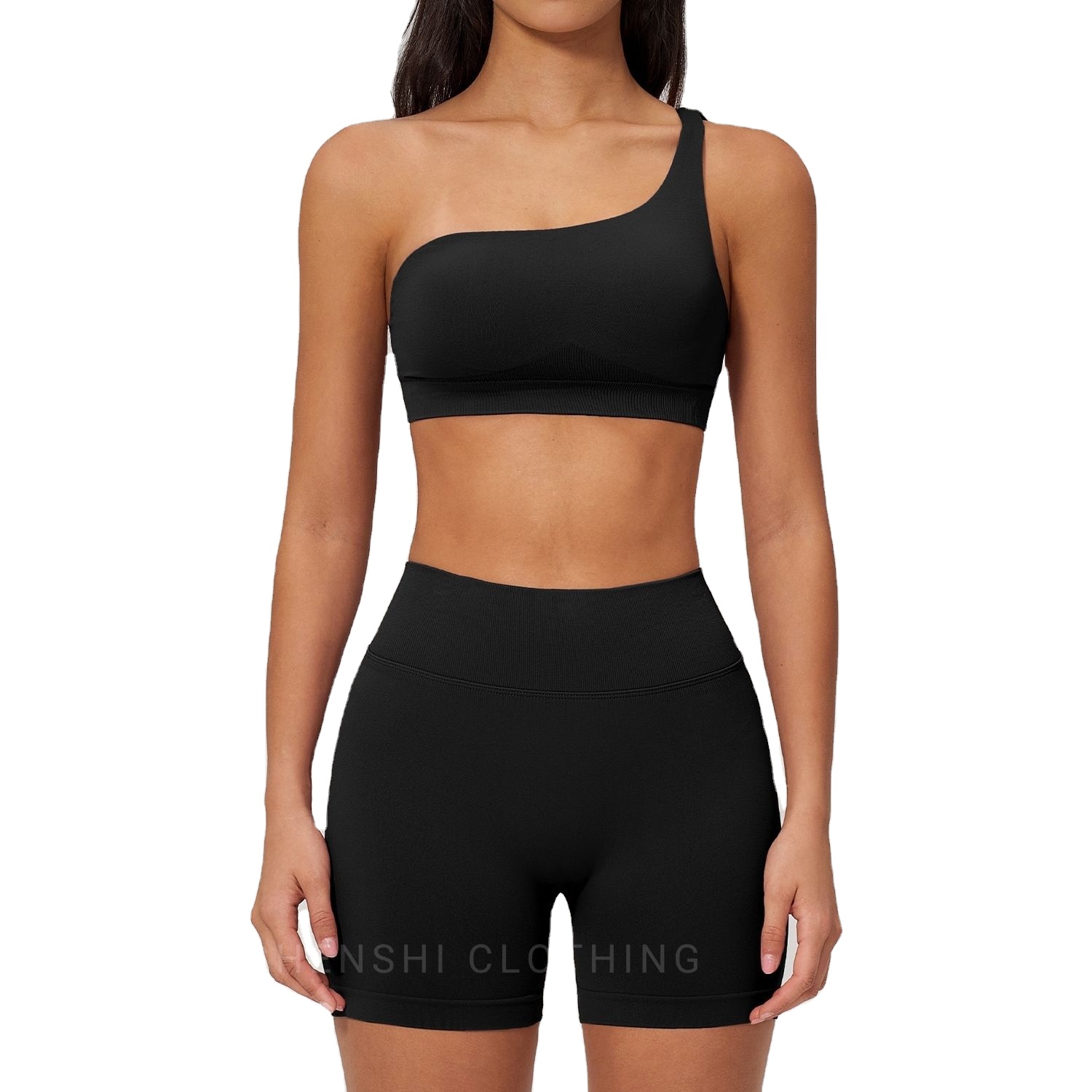 Seamless Yoga Set Women Off-Shoulder Quick-Dry Sports Suit Tight-Fit Fitness Outfit Outdoor Running Gym Workout Activewear Set