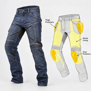 Professional <b>men</b> <b>biker</b> <b>jeans</b> designed with tough denim reinforced areas comfortable fitting and functional details for daily - Product Image 5
