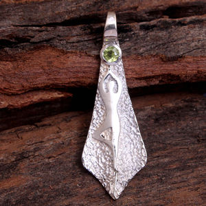 925 Sterling Silver <b>Yoga</b> Pendant Carnelian Peridot Gemstone Silver Pendant Handmade Unisex Jewelry Silver Jewelry - Product Image 3