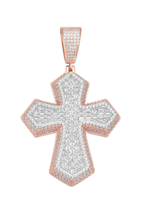 Iced Out Two-Tone Rose Gold Plated & Silver <b>Moissanite</b> Cross Pendant Rhodium Plated Hip Hop <b>Jewelry</b> for Parties - Product Image 2