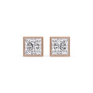 Pendientes de Aro de Diseño con Corte Princesa Brillante, Diamantes Finos de 0.40 Ct, Diamantes Cultivados en Laboratorio en Platino, para Novia o Boda - Product Image 1