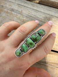 Fait à la main naturel semi-précieux Sonoran montagne Turquoise argent Sterling 925 réglable 5 pierre belle bague pierre précieuse à la main - Product Image 2