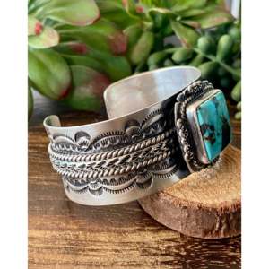 J Nelson Carico Lake Turquoise Sterling Silver Cuff Bracelet-Fashion Jewelry - Product Image 3
