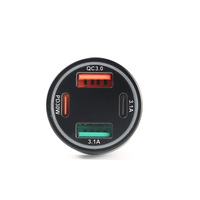 Chargeur de voiture portable rapide 65W PD3.1/QC4.0+/QC3.0 à 2 ports Type-C et 2 ports USB avec voltmètre LED, adaptateur d'alimentation ignifuge pour PC