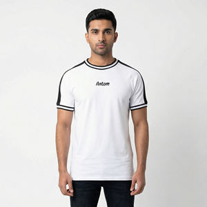 T-shirt à manches courtes col rond en coton/fibre de bambou de haute qualité pour homme 300 g/m² Logo OEM Uni Blanc - Product Image 1