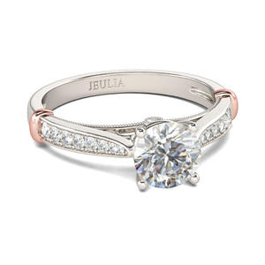 Jeulia Rhodium-Plated Sterling Silver <b>Oval</b> Cut <b>Moissanite</b> <b>Engagement</b> <b>Ring</b> - Product Image 2