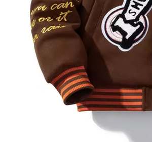 Veste de baseball universitaire pour homme, en toile, col montant, logo frontal, hiver, réversible, imperméable, personnalisable, mélange de coton - Product Image 6