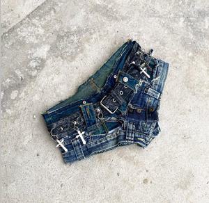 Shorts de Mezclilla con Pedrería Brillante, Ropa de Verano a la Moda, Shorts de Mezclilla con Pedrería Personalizados de Cintura Alta para Mujer - Product Image 5
