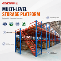 Système de rayonnage de mezzanine d'entrepôt, plateforme de stockage en acier robuste avec escalier, certifié ISO9001, protégé contre la corrosion pour usage industriel
