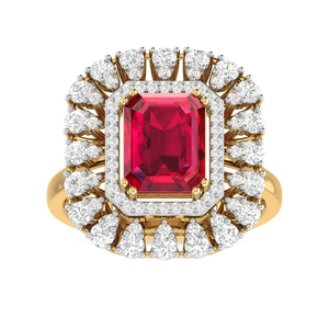 Anillo de diamante Rosa VS1 para mujer de oro amarillo de 14K, piedra preciosa de corte esmeralda de 2,5 quilates, oro blanco romántico chapado en rodio para boda - Product Image 2