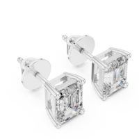 Pendientes de Plata de Ley 925 con Diamante de Corte Esmeralda de 0.50ct Cultivado en Laboratorio, Diseño de 4 Puntas, para Compromiso, Boda, Fiesta, Regalo, Uso Diario