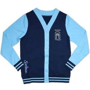 Custom Vintage College Letterman Vest Gebreide Trui Open-Front Geborduurde Patch Studentenverenigingen Trui Vest