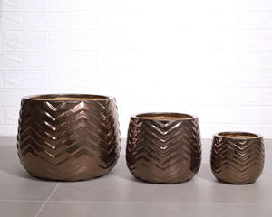 Macetas de cerámica marrón para plantar, decorar casas, jardines, oficinas y casas de familia hechas en Vietnam - Product Image 2