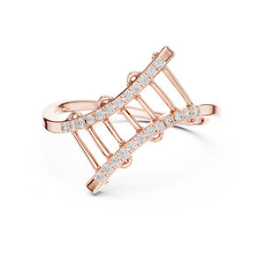 แหวนเพชรทรงกลมสีโรสโกลด์ 14K สำหรับผู้หญิง |   ชุดทำงาน |   เพชรที่เพาะเลี้ยงใหม่ - Product Image 4