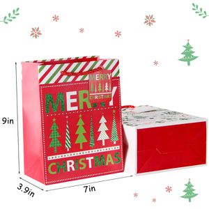 Juego de Bolsas de Regalo Navideñas de Cartón Personalizadas con Diseños Variados, Impresión Digital y Asas de Cuerda de Algodón para Recuerdos de Fiesta y Envoltura de Regalos - Product Image 2