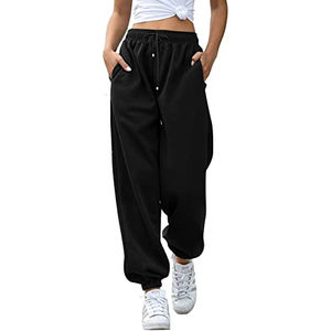 Pantalon de jogging taille élastique 100% coton pour femmes avec poche latérale Street Wear Fitness Workout Track Gym pantalon pour l'hiver - Product Image 1