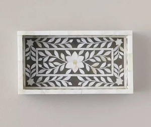 Royal decore Mart ถาดลายดอกไม้ MDF ฝังกระดูกสำหรับบ้านโรงแรมร้านอาหารเครื่องครัวอินเดีย - Product Image 2