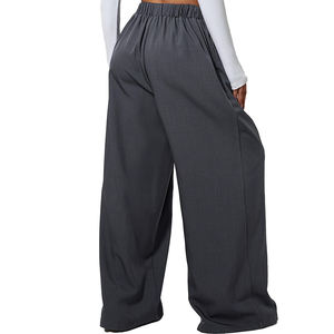Automne et hiver décontracté confortable taille élastique ample couleur unie avec poches basique pantalon à jambes larges pantalons pour hommes lavés - Product Image 6