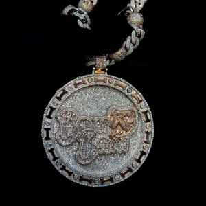 Pendentifs et breloques Hip Hop personnalisé Moissanite pendentif lettre initiale conception 925 argent glacé VVS Moissanite pendentif hommes - Product Image 4