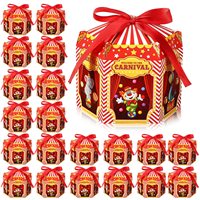 Boîtes à friandises de carnaval Cirque Cupcake Boîtes à bonbons en papier avec ruban rouge Goodie Coffrets cadeaux pour thème fête d'anniversaire faveurs décor