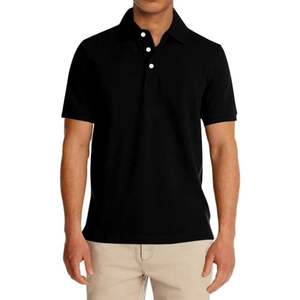 Hombres negro media manga para Polos de alta calidad 100% algodón ligero transpirable personalizado patrón sólido en precio barato - Product Image 1