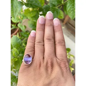 Natural Amethyst Oval Cut <b>Ring</b> 925 Sterling Silver Handmade Gemstone Jewelry Wholesale Supplier - Product Image 4