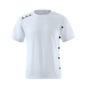 OEM imprimé sur mesure T-shirt manches courtes multi-boutons de couleur unie décontracté d'été de taille européenne pour hommes avec broderie vierge - Product Image 5