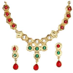 Kriaa 1100408 Red Austrian Stone Necklace <b>Set</b> Vintage <b>Gold</b> Plated Copper <b>Earring</b> <b>Sets</b> with Zircon 18K Fine Jewelry - Product Image 1