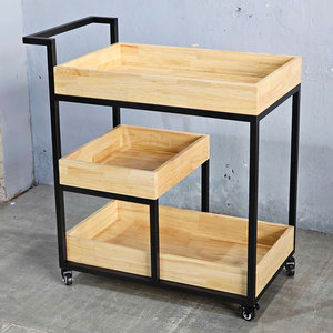 Étagère mobile à 3 niveaux de style industriel avec roulettes KB68024 - Product Image 2