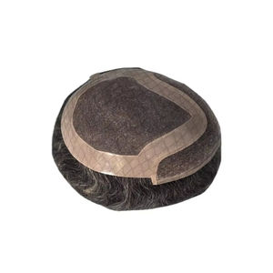 Perruque Taz Hair BD en cheveux humains, ondulée, prothèse, 100% cheveux chinois Remy, toupet à dentelle frontale avec base mono - Product Image 5