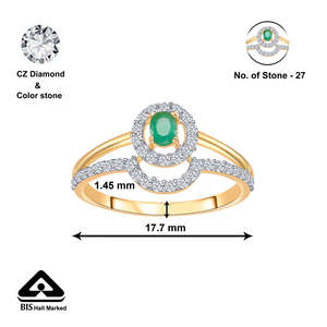 แหวนแฟชั่นชุบทอง 18K ทรงเอเมอรัลด์คัทสำหรับผู้หญิง - Product Image 5